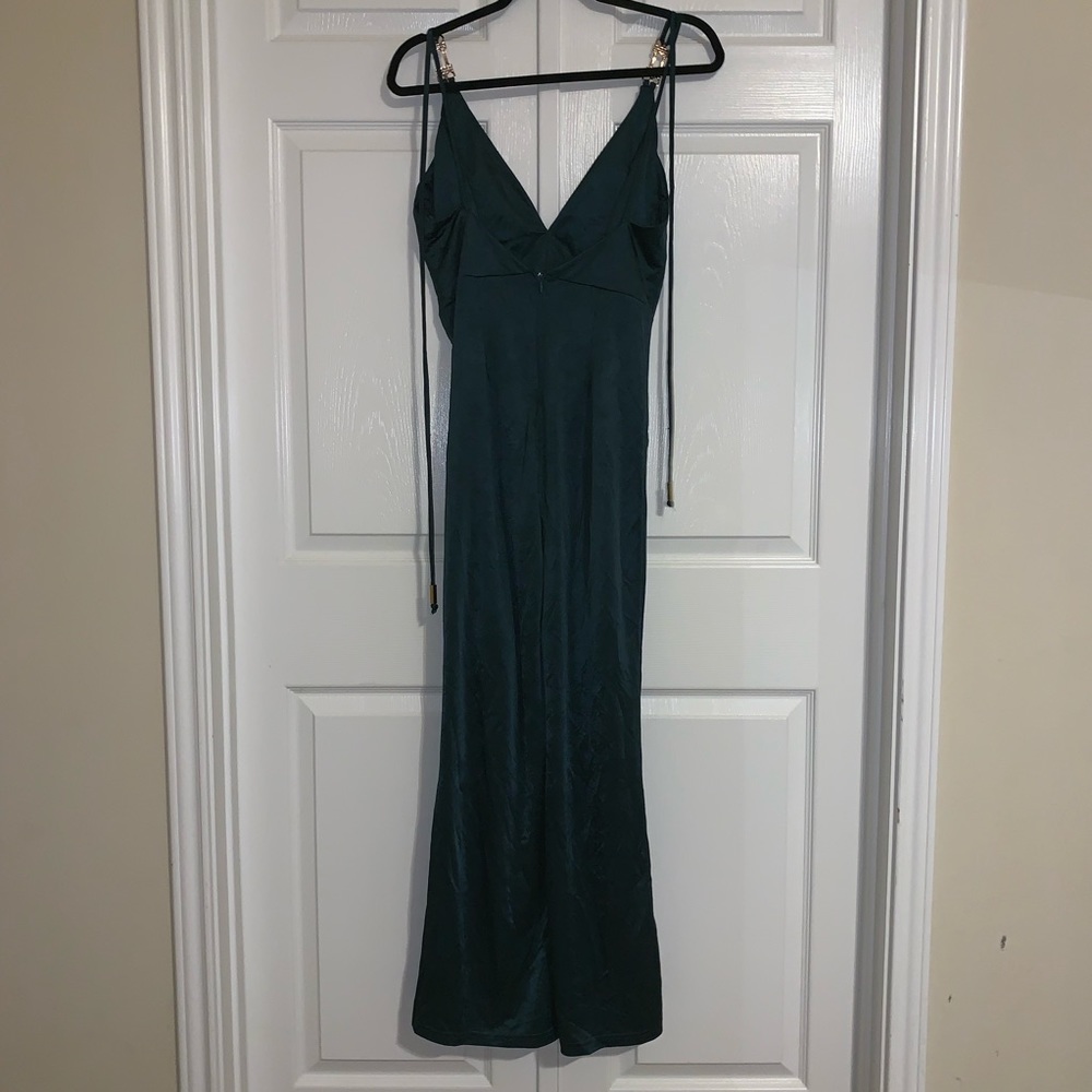 NWT JLUXLABEL Hunter Green Gold Tasseled Jumpsuit - Picture 9 of 13